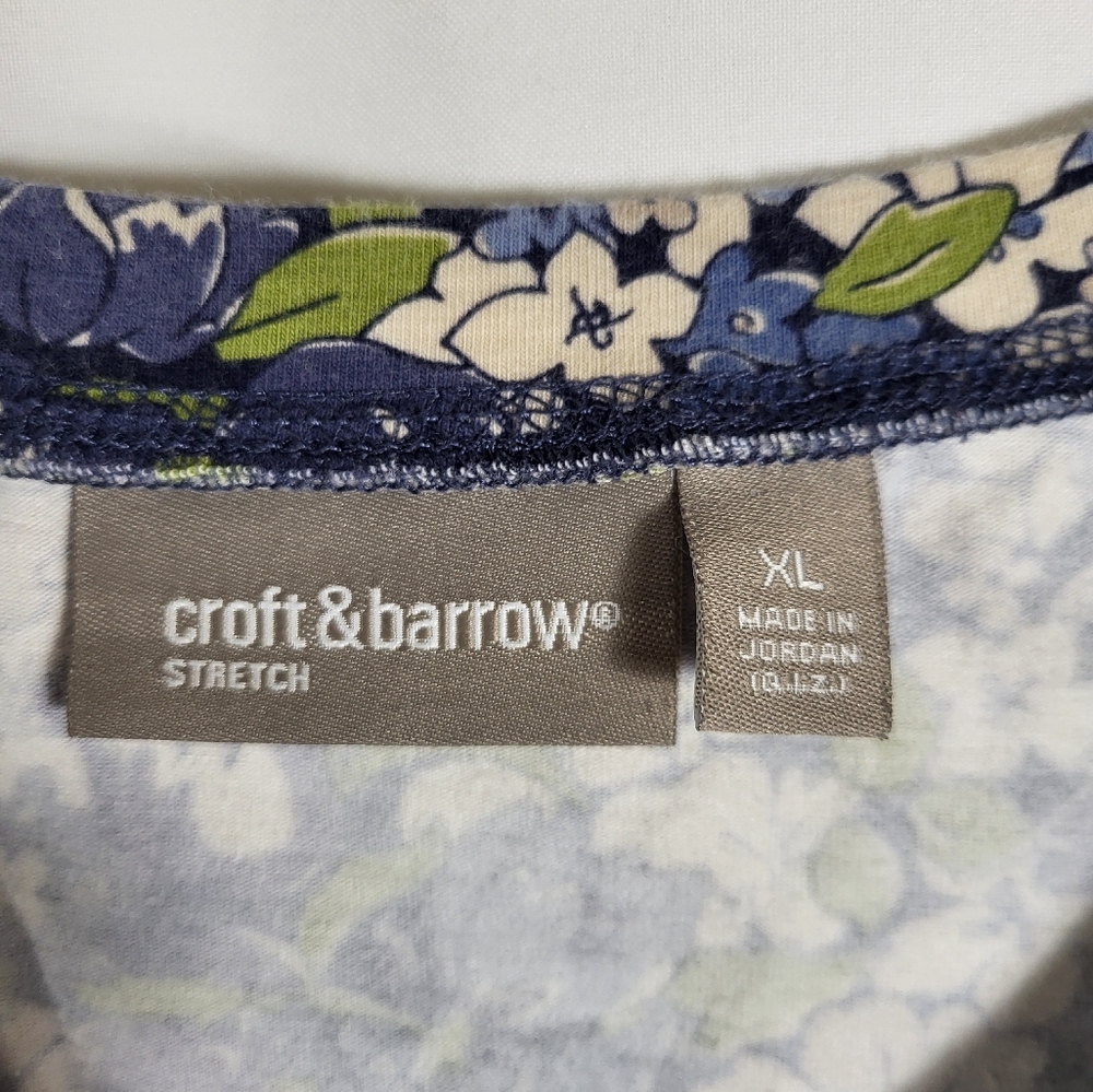 Croft & Barrow blue green and white floral tunic women's XL #1496 - Picture 2 of 3